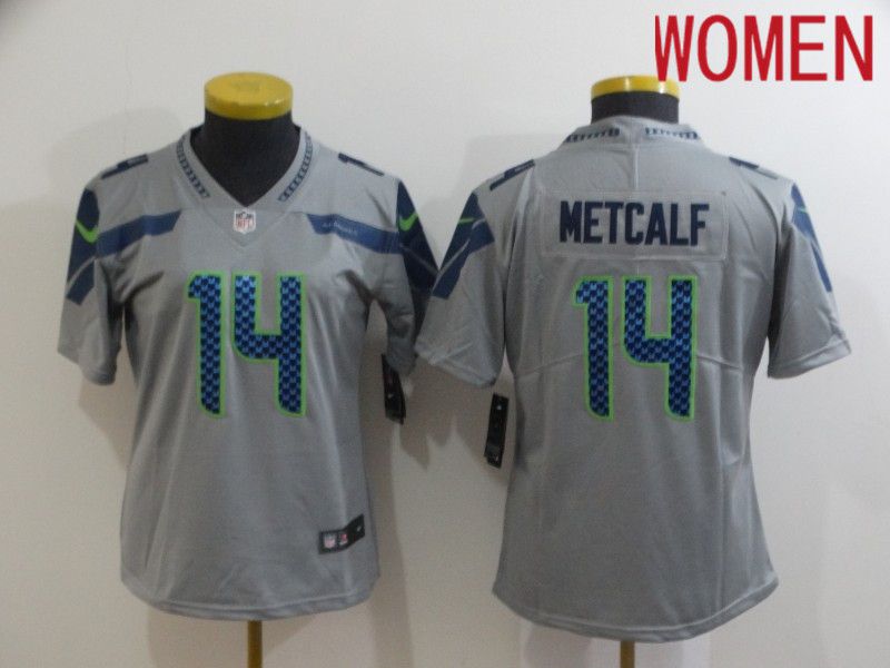 Women Seattle Seahawks 14 Metcalf Grey Nike Vapor Untouchable Limited 2020 NFL Nike Jerseys